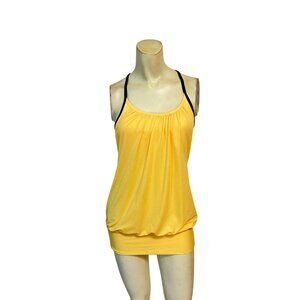 Lululemon Athletica No Limits Yellow Tank Top With Black Trim Size 4